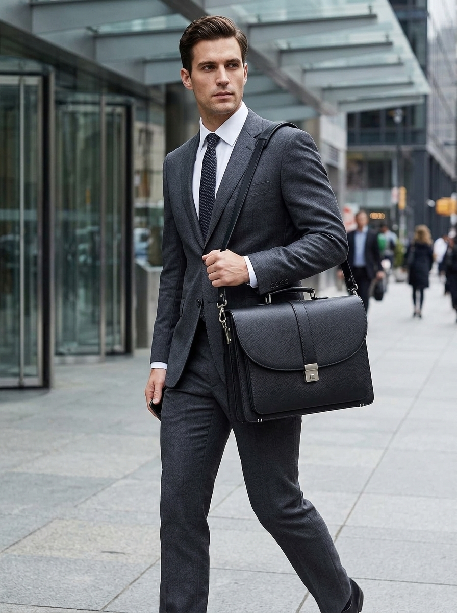 RK Number-Lock Leather Briefcase - Image 2