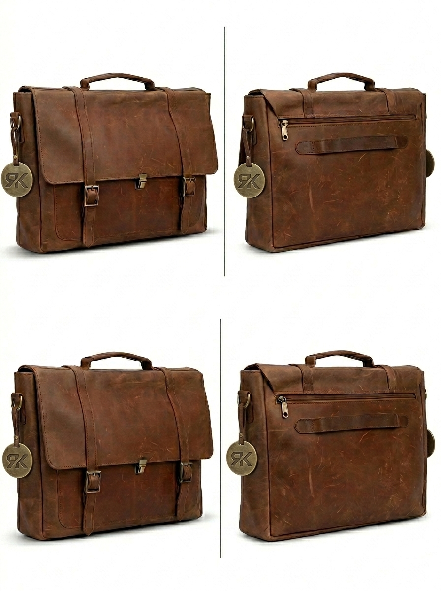 Premium Leather Laptop Bag - Image 4