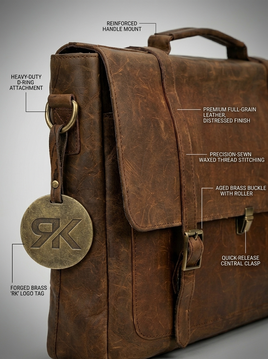 Premium Leather Laptop Bag - Image 5