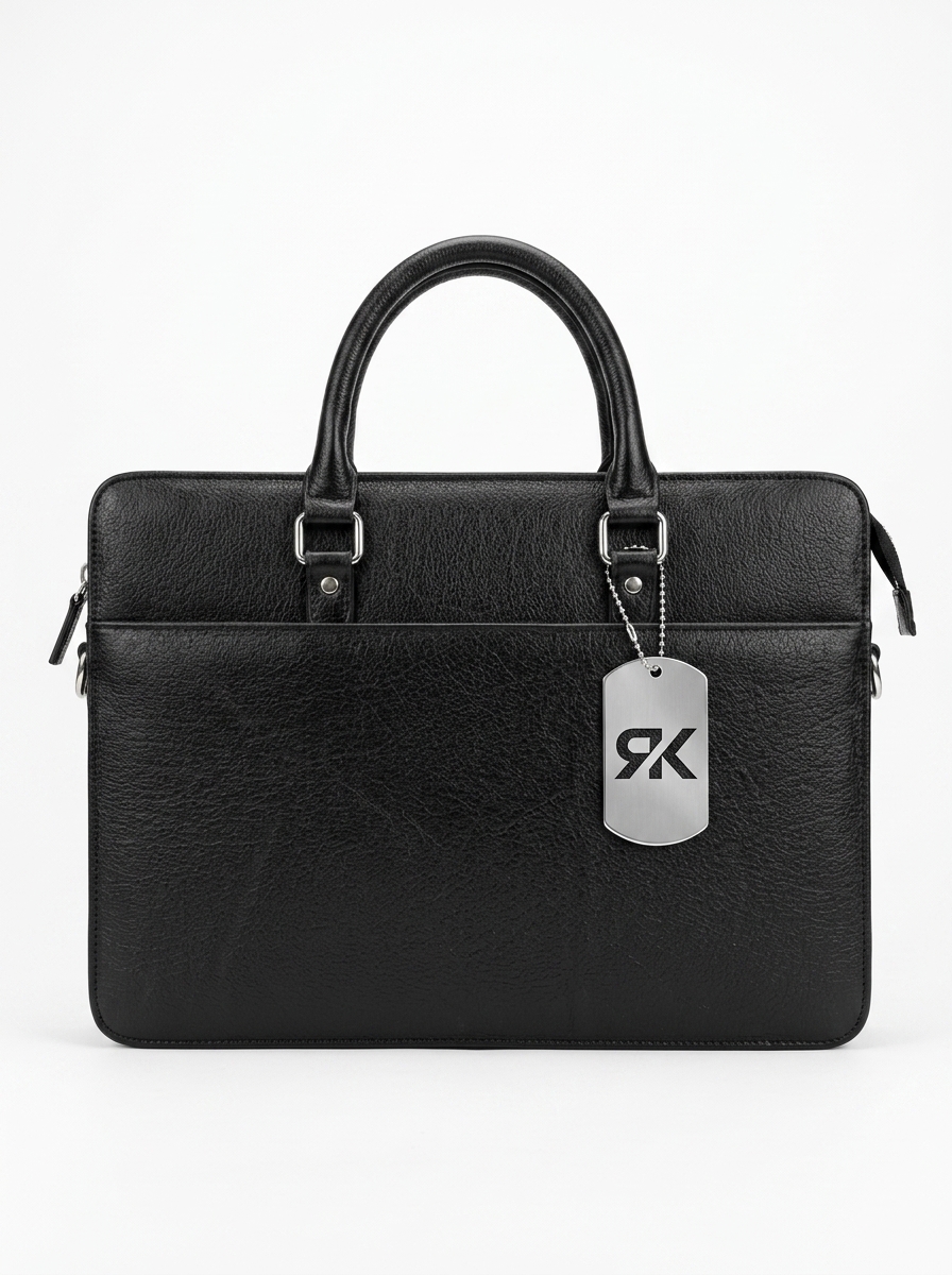 RK Executive Leather Laptop Bag – Premium Black Business Briefcase