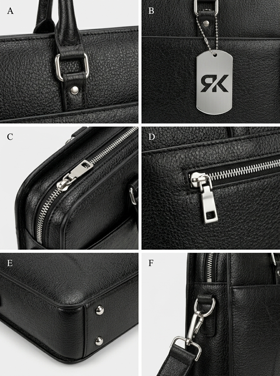 RK Executive Leather Laptop Bag – Premium Black Business Briefcase - Image 3