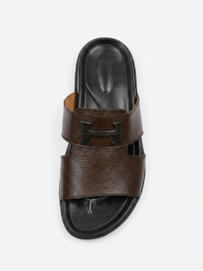 Men's Premium Genuine Leather Brown Comfort Sandals - Image 5
