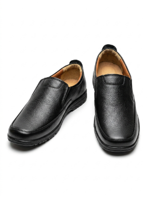 Men's Premium Pure Leather Black Slip-On Loafers with FREE Premium Socks Gift Box - Image 4