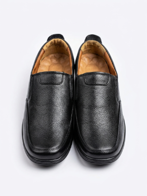 Men's Premium Pure Leather Black Slip-On Loafers with FREE Premium Socks Gift Box - Image 5