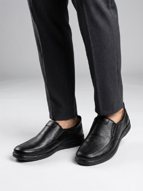 Men's Premium Pure Leather Black Slip-On Loafers with FREE Premium Socks Gift Box - Image 6