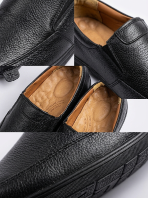 Men's Premium Pure Leather Black Slip-On Loafers with FREE Premium Socks Gift Box - Image 8