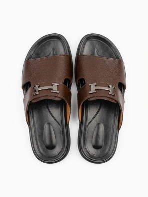 Men's Premium Genuine Leather Brown Comfort Sandals - Image 6
