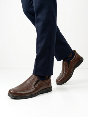 Men's Premium Pure Leather Brown Slip-On Loafers with FREE Premium Socks Gift Box - Image 5