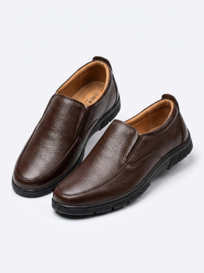 Men's Premium Pure Leather Brown Slip-On Loafers with FREE Premium Socks Gift Box - Image 12