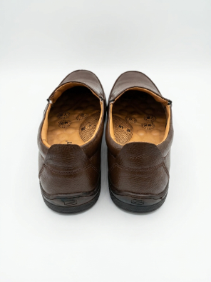Men's Premium Pure Leather Brown Slip-On Loafers with FREE Premium Socks Gift Box - Image 11