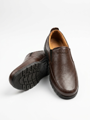 Men's Premium Pure Leather Brown Slip-On Loafers with FREE Premium Socks Gift Box - Image 8