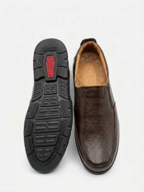 Men's Premium Pure Leather Brown Slip-On Loafers with FREE Premium Socks Gift Box - Image 7